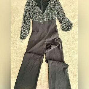 Elegant Black and Silver Jumpsuit